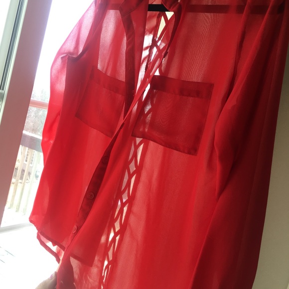 Gorgeous red, sheer blouse - Picture 2 of 3